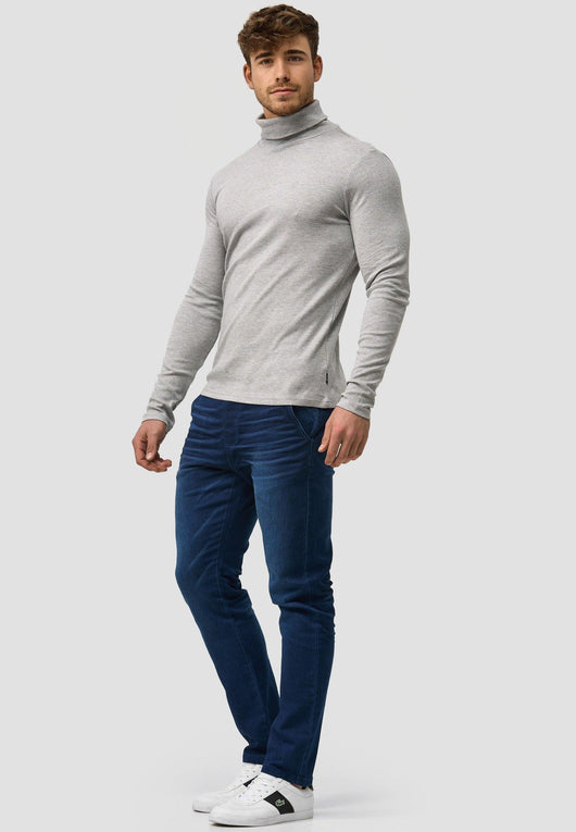 Indicode Herren Eagon Langarmshirt mit Rollkragen aus 100% Baumwolle