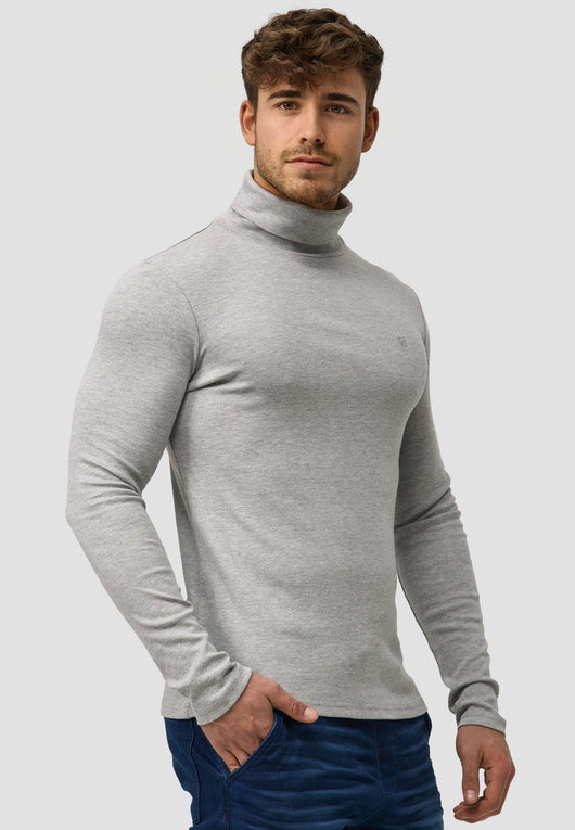 Indicode Herren Eagon Langarmshirt mit Rollkragen aus 100% Baumwolle