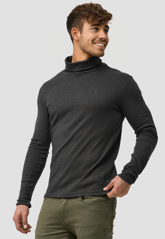 Indicode Herren Eagon Langarmshirt mit Rollkragen aus 100% Baumwolle