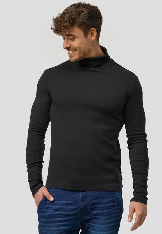 Indicode Herren Eagon Langarmshirt mit Rollkragen aus 100% Baumwolle