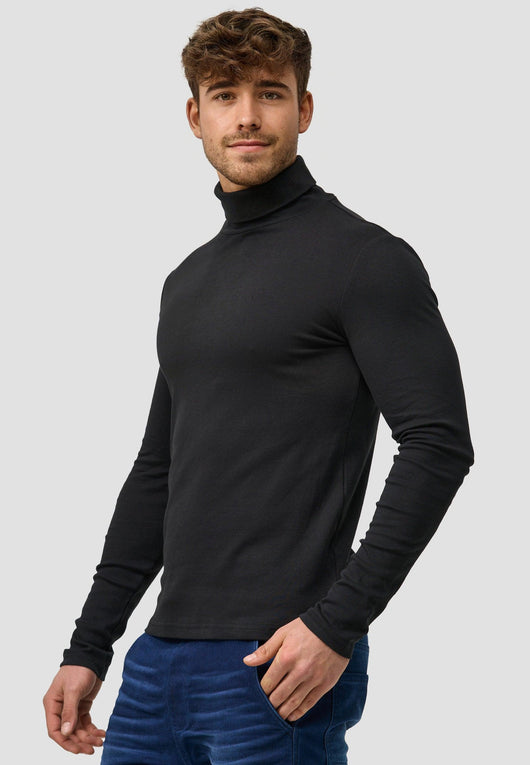 Indicode Herren Eagon Langarmshirt mit Rollkragen aus 100% Baumwolle