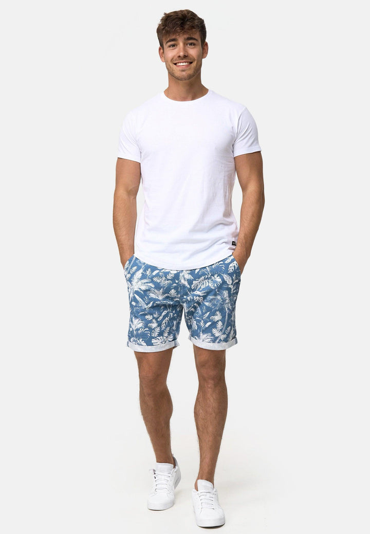 Indicode Herren Brayan Chino Shorts mit 4 Taschen und Allover-Print aus 55% Leinen - INDICODE