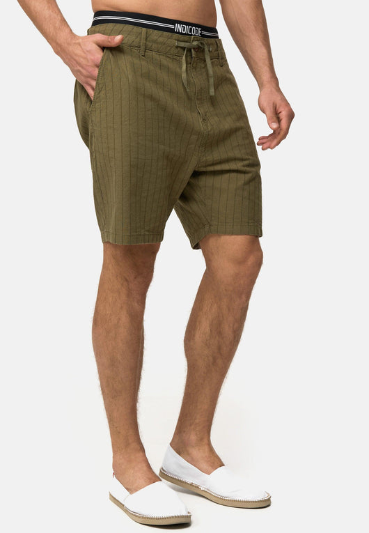 Indicode Herren Giwgros Chino Shorts gestreift mit 4 Taschen