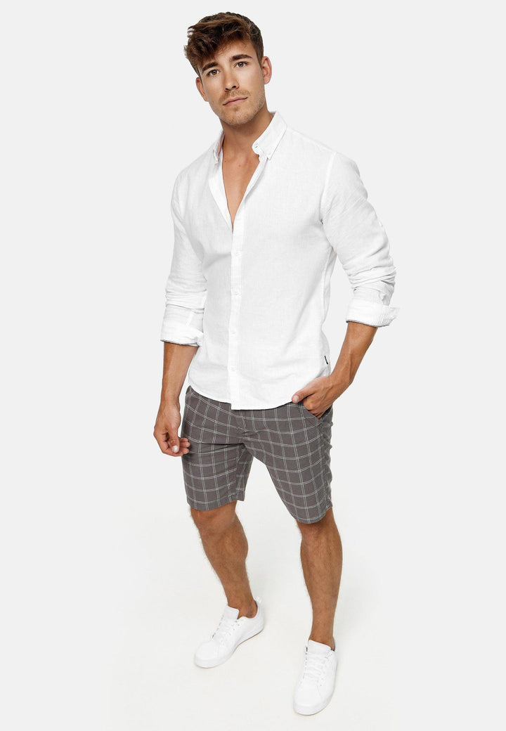 Indicode Herren Corvallis Chino Shorts mit 4 Taschen aus 55% Leinen