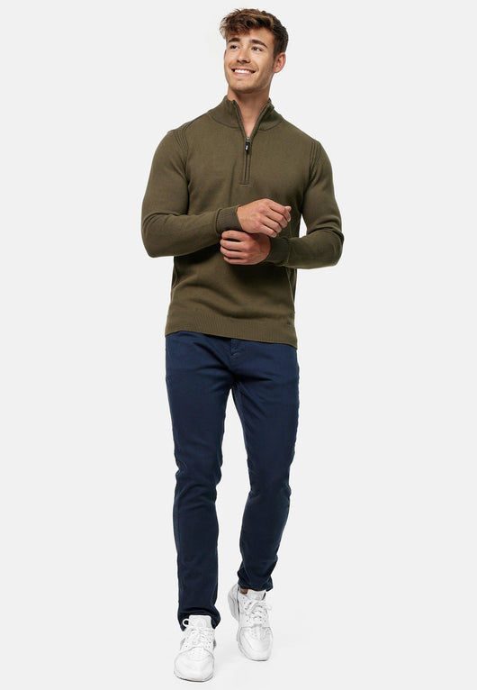 Indicode Herren Pointeau Strickpullover mit Stehkragen aus 80% Baumwolle