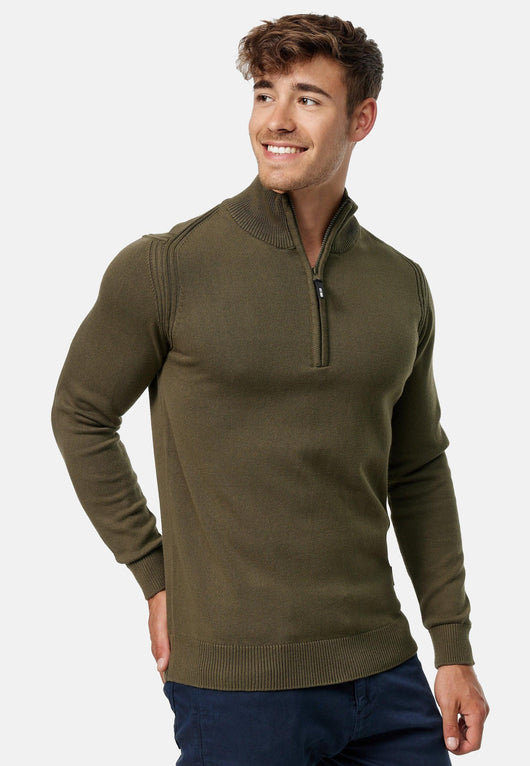 Indicode Herren Pointeau Strickpullover mit Stehkragen aus 80% Baumwolle