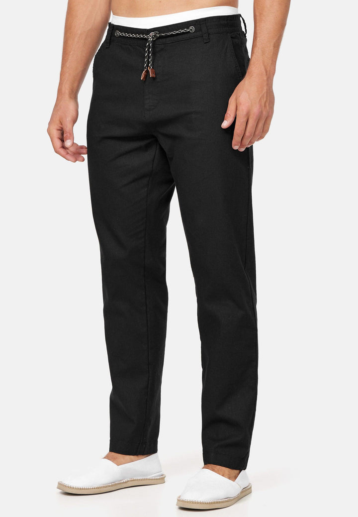 Indicode Herren Boulware Stoffhose aus Leinen & Baumwolle mit 4 Taschen - INDICODE