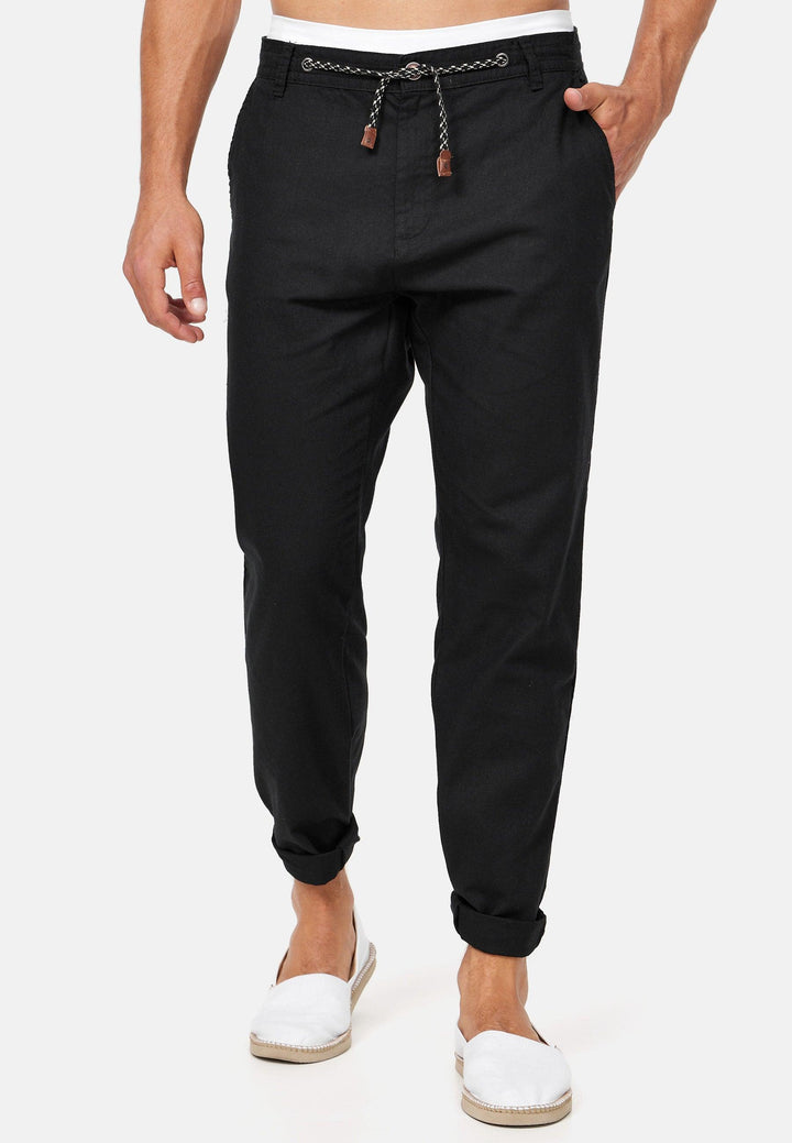 Indicode Herren Boulware Stoffhose aus Leinen & Baumwolle mit 4 Taschen - INDICODE