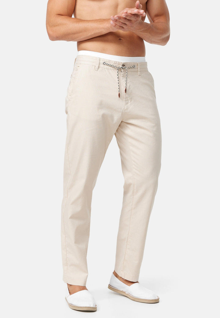 Indicode Herren Boulware Stoffhose aus Leinen & Baumwolle mit 4 Taschen - INDICODE