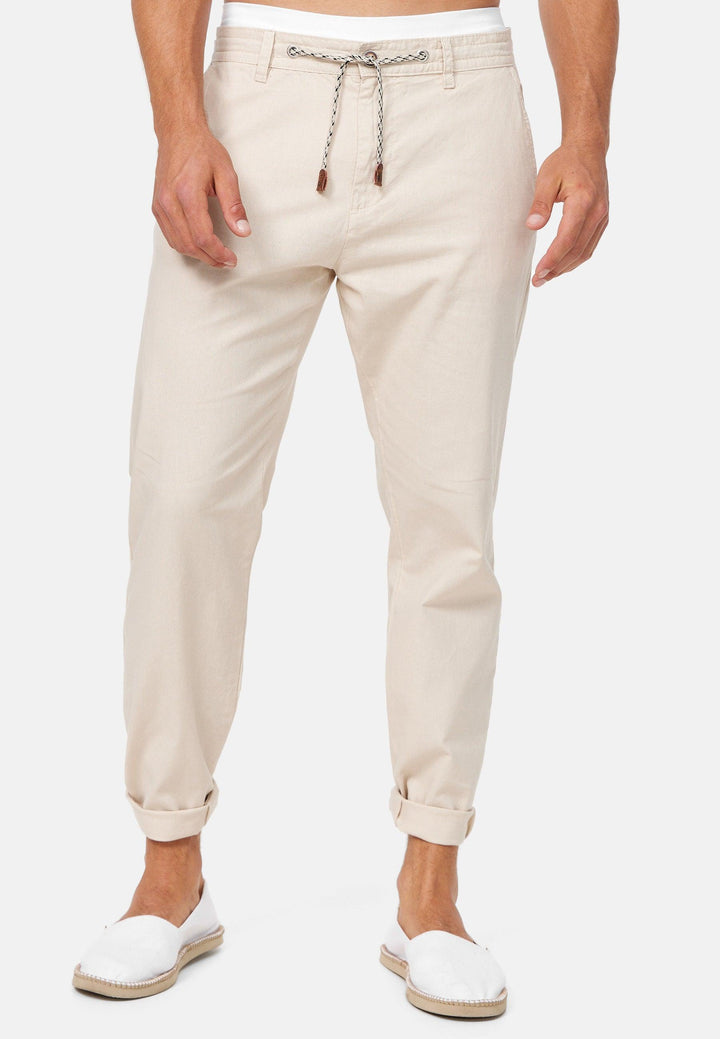 Indicode Herren Boulware Stoffhose aus Leinen & Baumwolle mit 4 Taschen - INDICODE