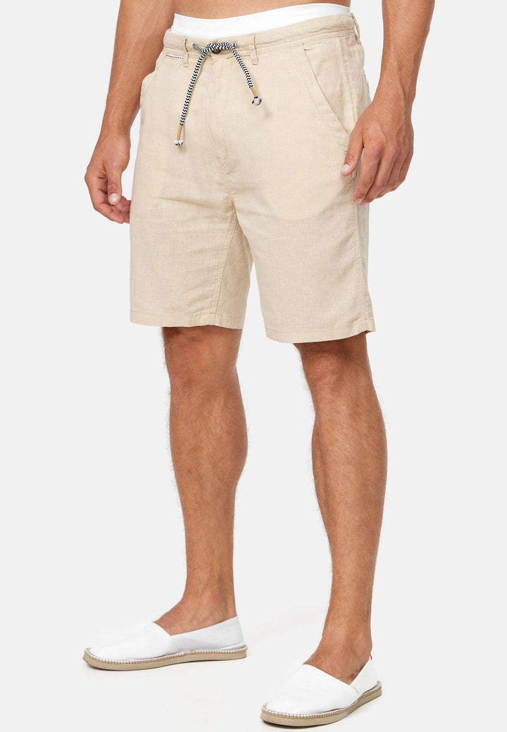 Indicode Herren Corvallis Chino Shorts mit 4 Taschen aus 55% Leinen