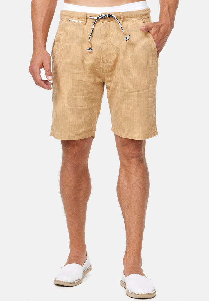 Indicode Herren Corvallis Chino Shorts mit 4 Taschen aus 55% Leinen