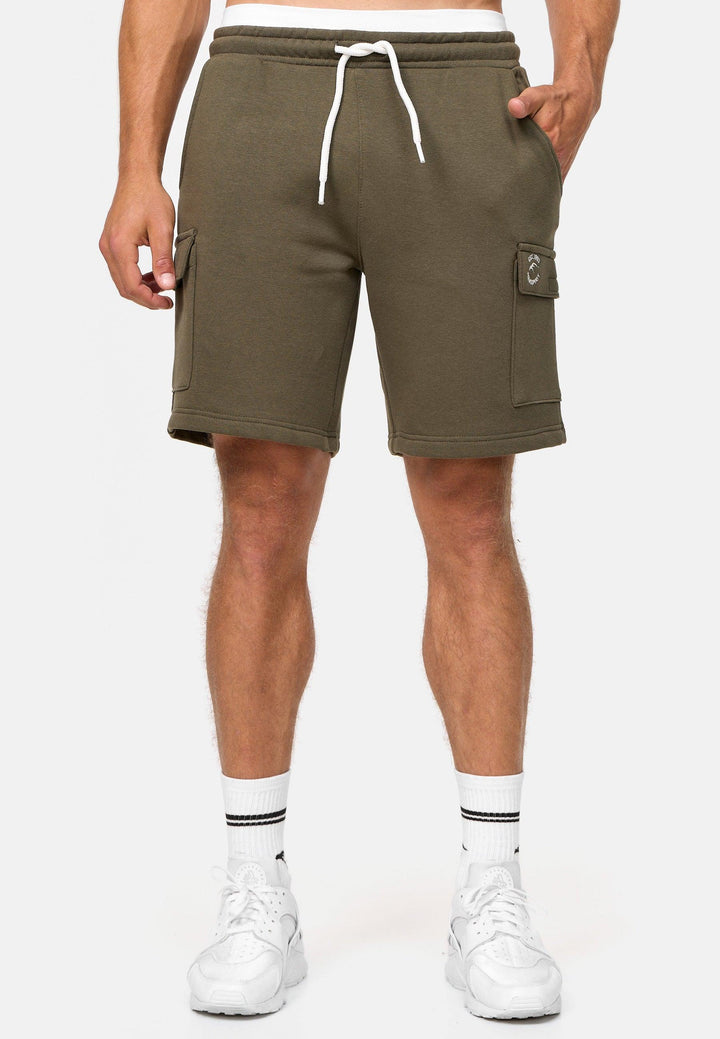 Indicode Herren Dannie Cargo Sweatshorts mit Kordelzug und 5 Taschen - INDICODE