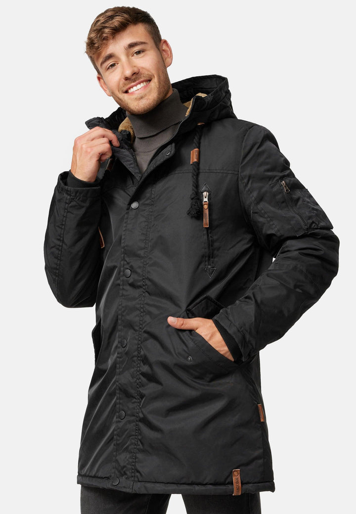Indicode Herren Bardsley Parka mit gefütterter Kapuze (Teddyfutter) & 6 Taschen - INDICODE