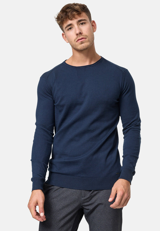 Indicode Herren Gamal Strickpullover mit Rundhals-Ausschnitt  aus 80% Baumwolle