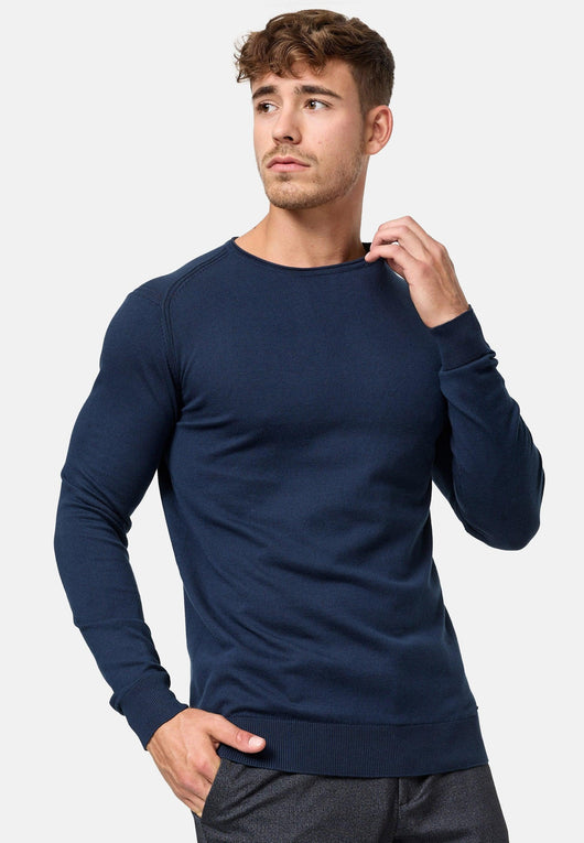 Indicode Herren Gamal Strickpullover mit Rundhals-Ausschnitt  aus 80% Baumwolle