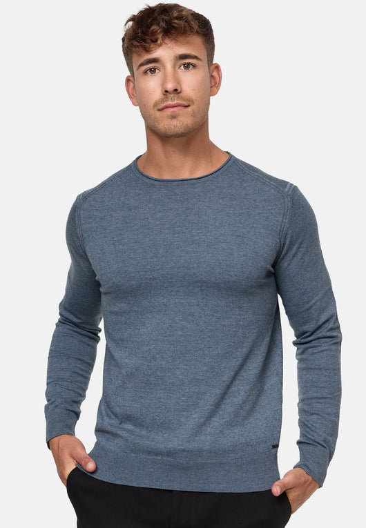 Indicode Herren Gamal Strickpullover mit Rundhals-Ausschnitt  aus 80% Baumwolle