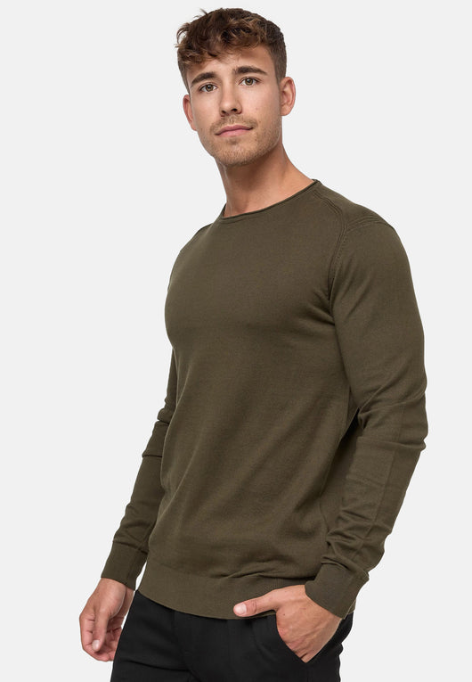 Indicode Herren Gamal Strickpullover mit Rundhals-Ausschnitt  aus 80% Baumwolle