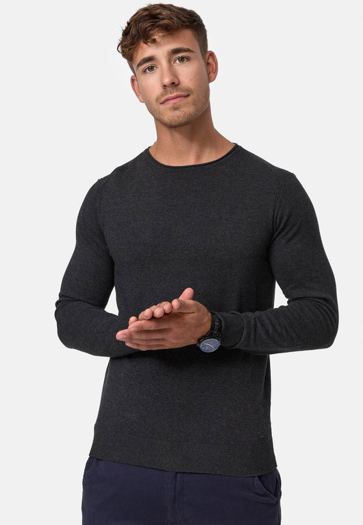 Indicode Herren Gamal Strickpullover mit Rundhals-Ausschnitt  aus 80% Baumwolle