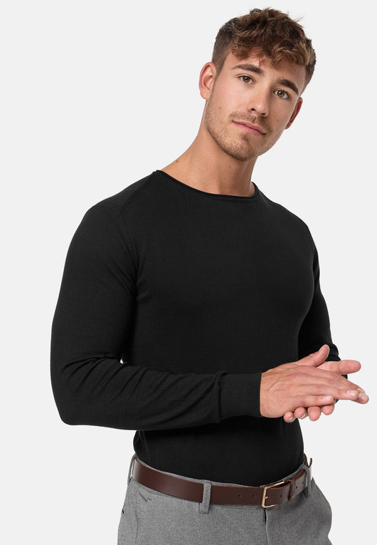 Indicode Herren Gamal Strickpullover mit Rundhals-Ausschnitt  aus 80% Baumwolle