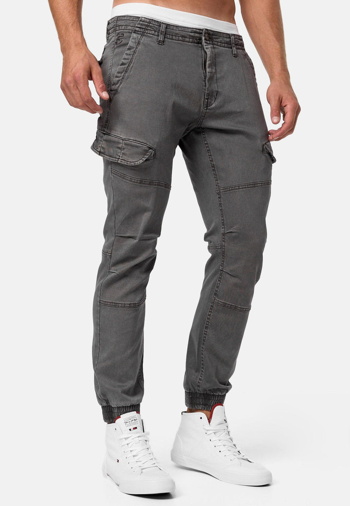 Indicode Herren Hills Cargohose aus 98% Baumwolle mit 6 Taschen - INDICODE