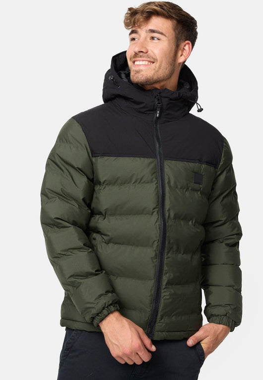 Indicode Herren Eberhardy Steppjacke in Daunenjacken-Optik mit Kapuze und Stehkragen