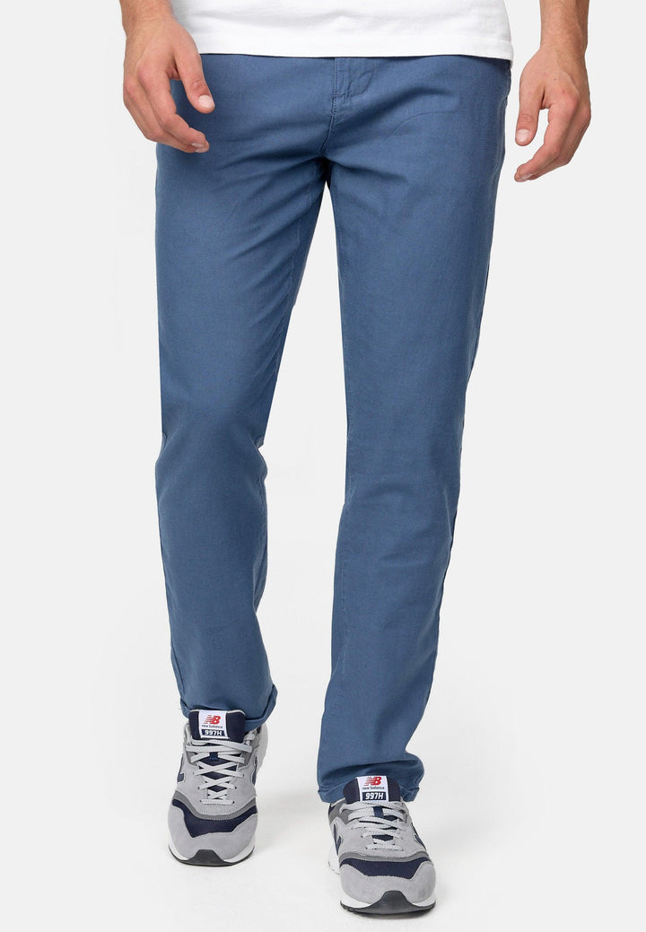 Indicode Herren Haverfield Stoffhose aus 55% Leinen & 45% Baumwolle mit 4 Taschen inkl. Gürtel - INDICODE