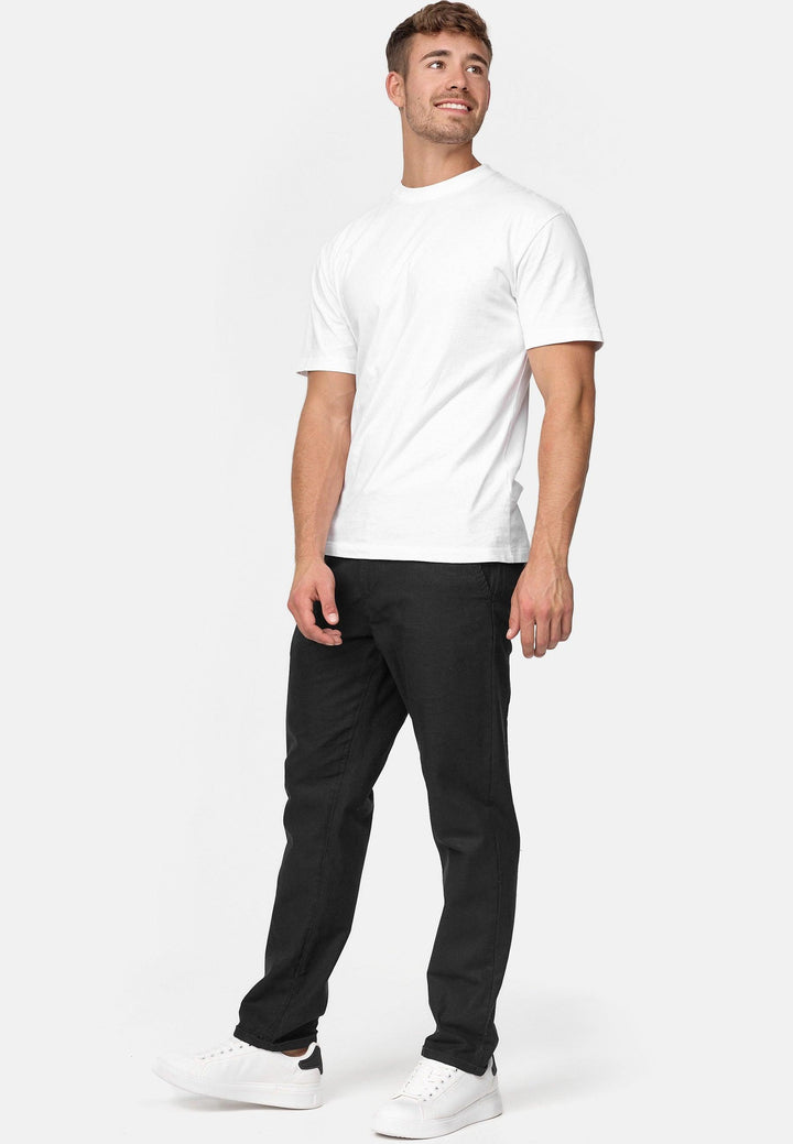 Indicode Herren Haverfield Stoffhose aus 55% Leinen & 45% Baumwolle mit 4 Taschen inkl. Gürtel - INDICODE