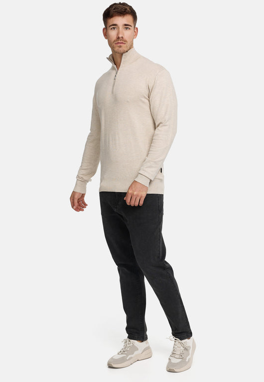 Indicode Herren Frankie Strickpullover mit Stehkragen und Reißverschluß