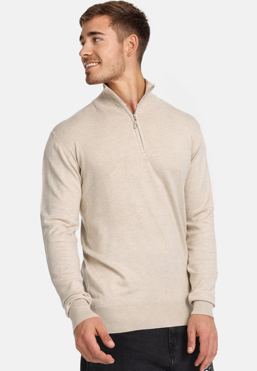 Indicode Herren Frankie Strickpullover mit Stehkragen und Reißverschluß