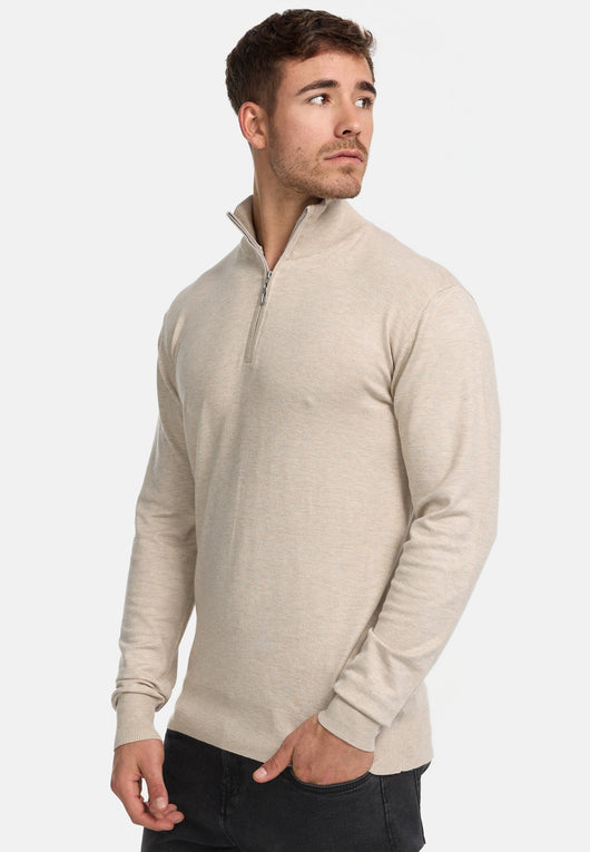 Indicode Herren Frankie Strickpullover mit Stehkragen und Reißverschluß