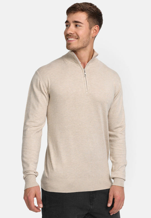 Indicode Herren Frankie Strickpullover mit Stehkragen und Reißverschluß