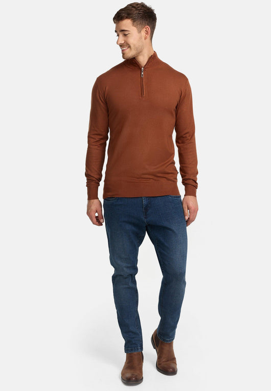 Indicode Herren Frankie Strickpullover mit Stehkragen und Reißverschluß