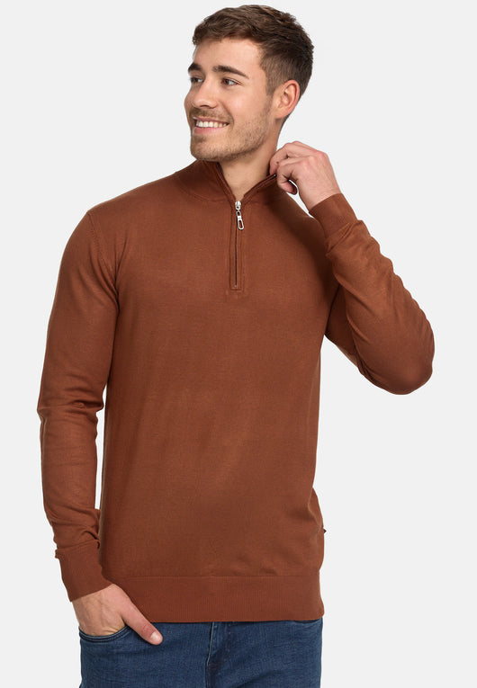 Indicode Herren Frankie Strickpullover mit Stehkragen und Reißverschluß