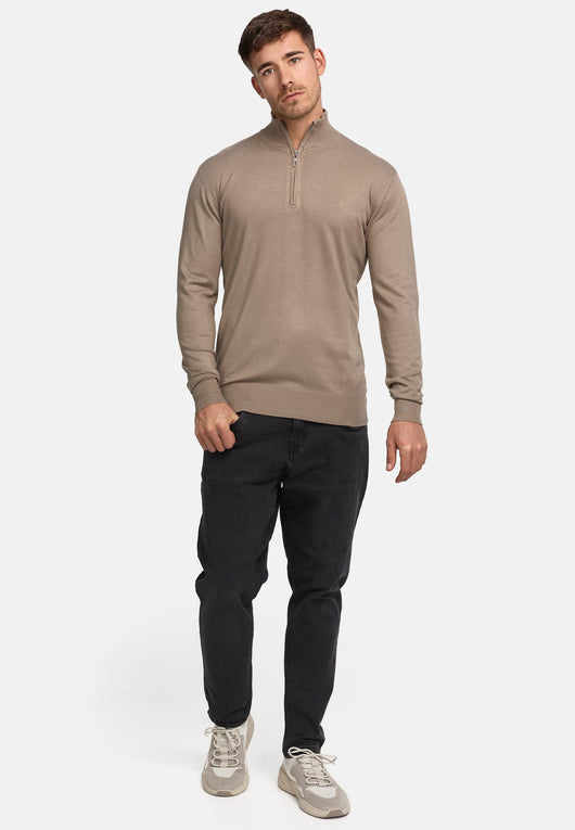 Indicode Herren Frankie Strickpullover mit Stehkragen und Reißverschluß