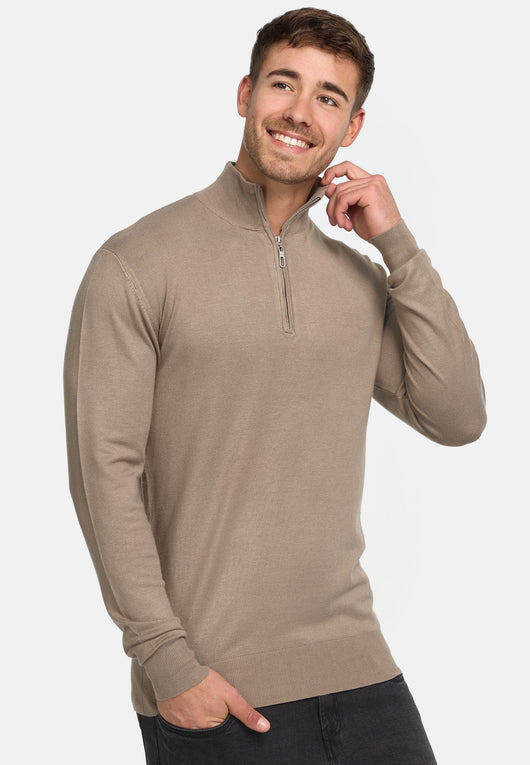 Indicode Herren Frankie Strickpullover mit Stehkragen und Reißverschluß