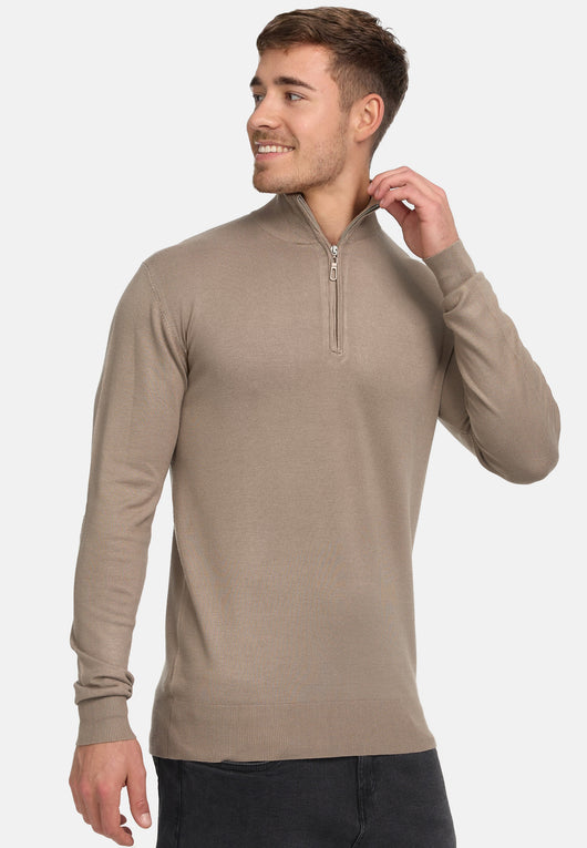 Indicode Herren Frankie Strickpullover mit Stehkragen und Reißverschluß