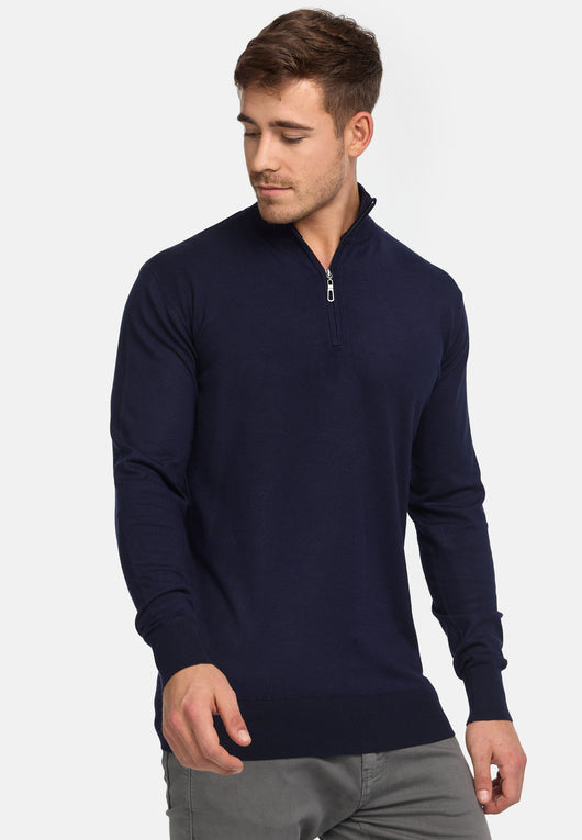 Indicode Herren Frankie Strickpullover mit Stehkragen und Reißverschluß