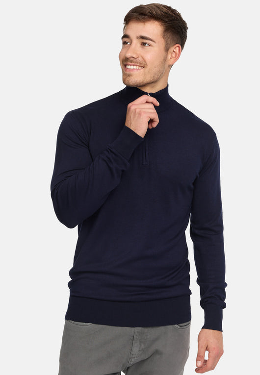 Indicode Herren Frankie Strickpullover mit Stehkragen und Reißverschluß