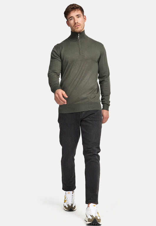 Indicode Herren Frankie Strickpullover mit Stehkragen und Reißverschluß