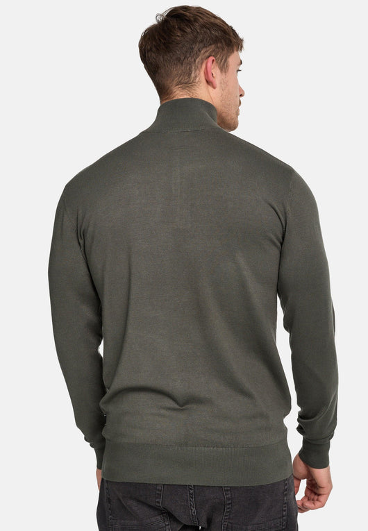 Indicode Herren Frankie Strickpullover mit Stehkragen und Reißverschluß