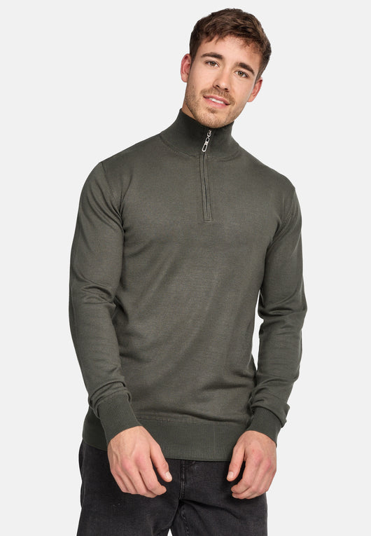 Indicode Herren Frankie Strickpullover mit Stehkragen und Reißverschluß