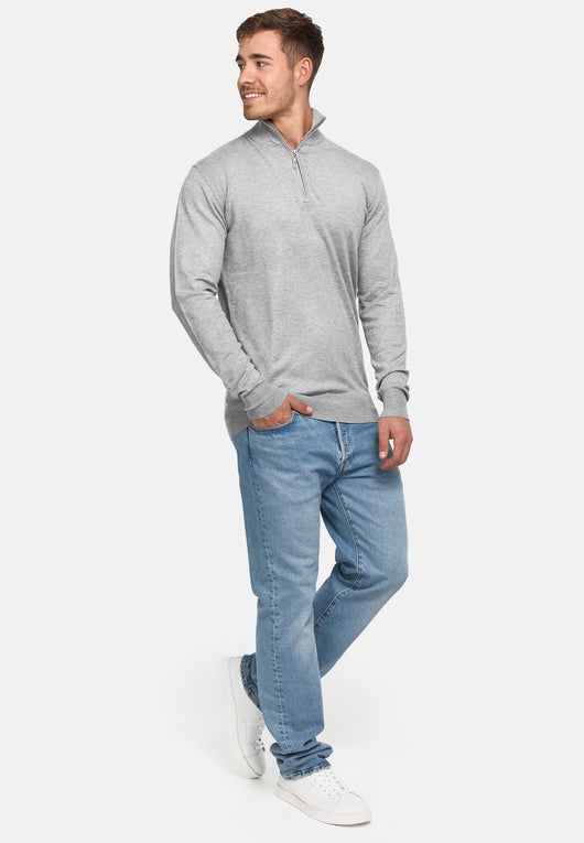 Indicode Herren Frankie Strickpullover mit Stehkragen und Reißverschluß