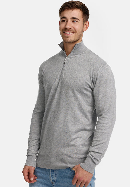 Indicode Herren Frankie Strickpullover mit Stehkragen und Reißverschluß