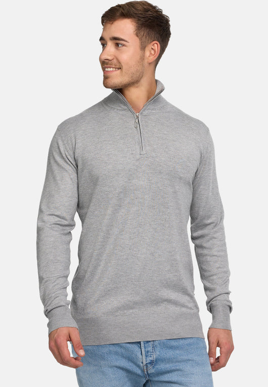 Indicode Herren Frankie Strickpullover mit Stehkragen und Reißverschluß