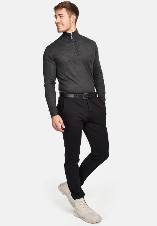 Indicode Herren Frankie Strickpullover mit Stehkragen und Reißverschluß