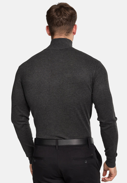 Indicode Herren Frankie Strickpullover mit Stehkragen und Reißverschluß