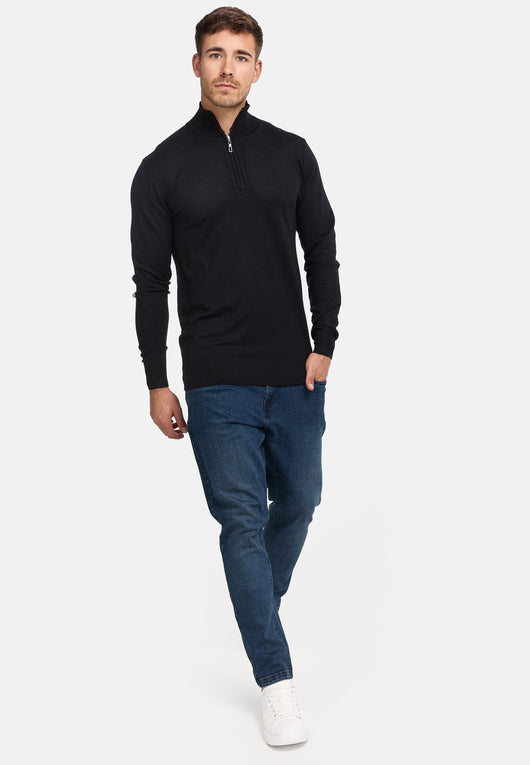 Indicode Herren Frankie Strickpullover mit Stehkragen und Reißverschluß