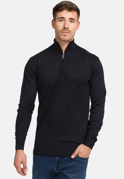 Indicode Herren Frankie Strickpullover mit Stehkragen und Reißverschluß