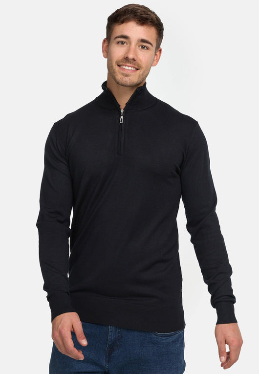 Indicode Herren Frankie Strickpullover mit Stehkragen und Reißverschluß